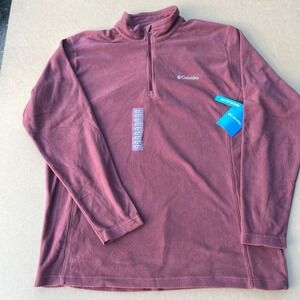 NEW Columbia Pine Ridge Half Zip Pullover Mens L Red Hiking Fleece XM6279-681